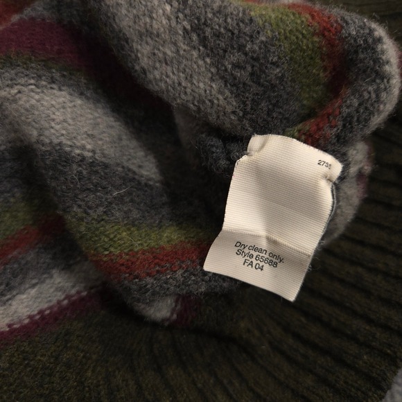 J Crew Sweater Mens XL Green Multi Striped Lambswool Crewneck Grandpa Pullover - Picture 7 of 7